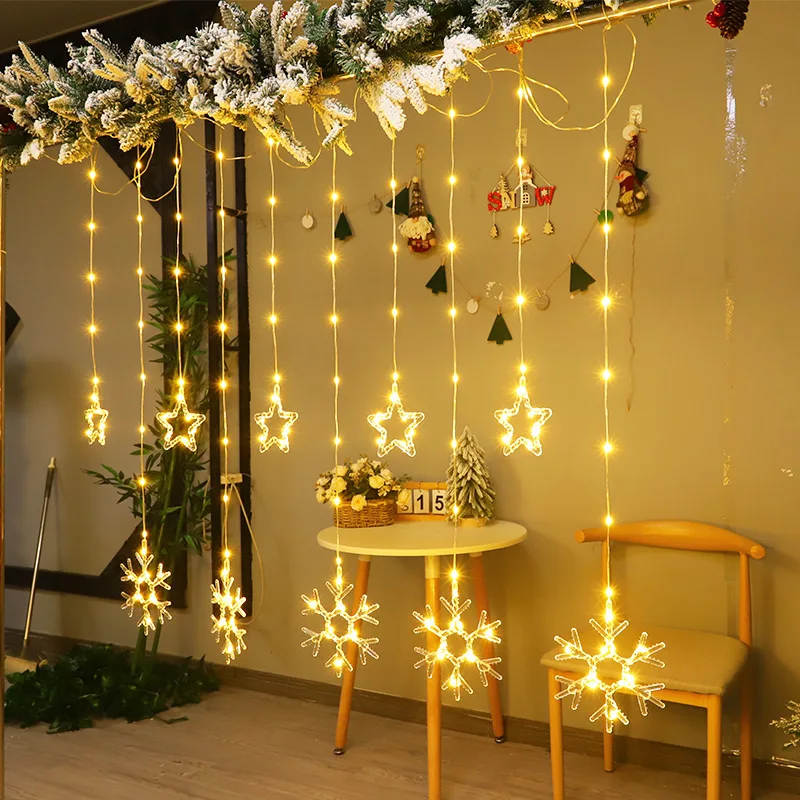 1PC Starry Moon Curtain Light Ramadan Atmosphere Decorative Light USB Eight Modes Romantic Creative Warm White Light String