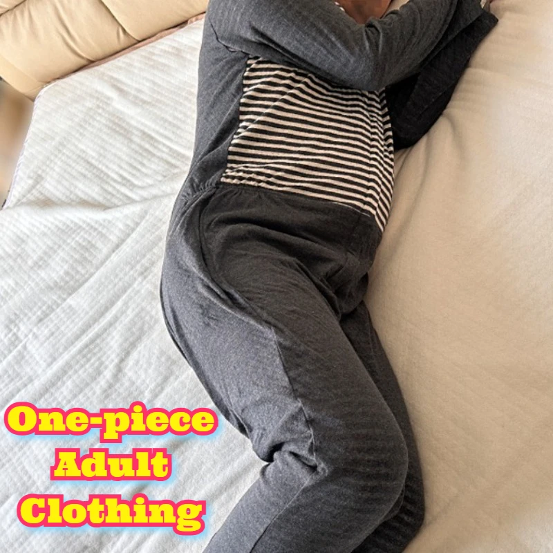 Adults Zip Up Jumpsuit Lockable Zippers Cotton Full Body Romper Special Needs Anti Pulling Comfortable Winter Wear Easy Diaper