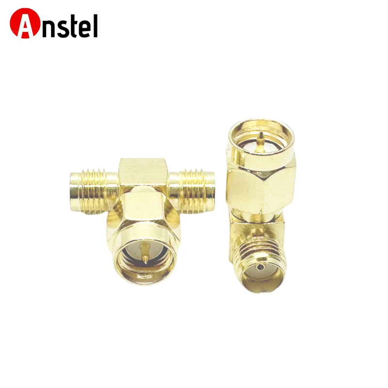 SMA Adapter Splitter 3 Way SMA Male to 2 Dual SMA Female Connector Antenna Converter for LAN Devices Coaxial FPV Radio