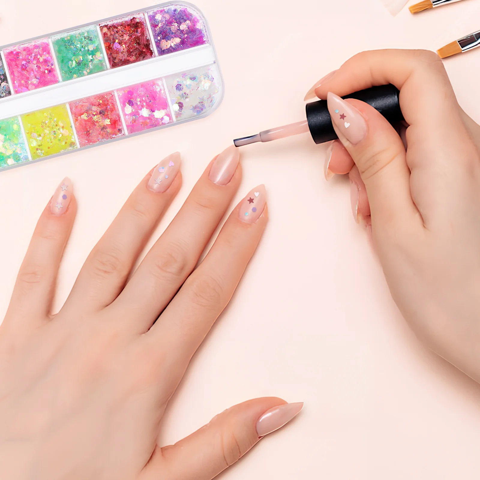 

1 Box Nail Glitter Flakes Chunky Holographic 12 Colors Nail Decoration Glitter for Gel Nails Bulk Manicure Decors