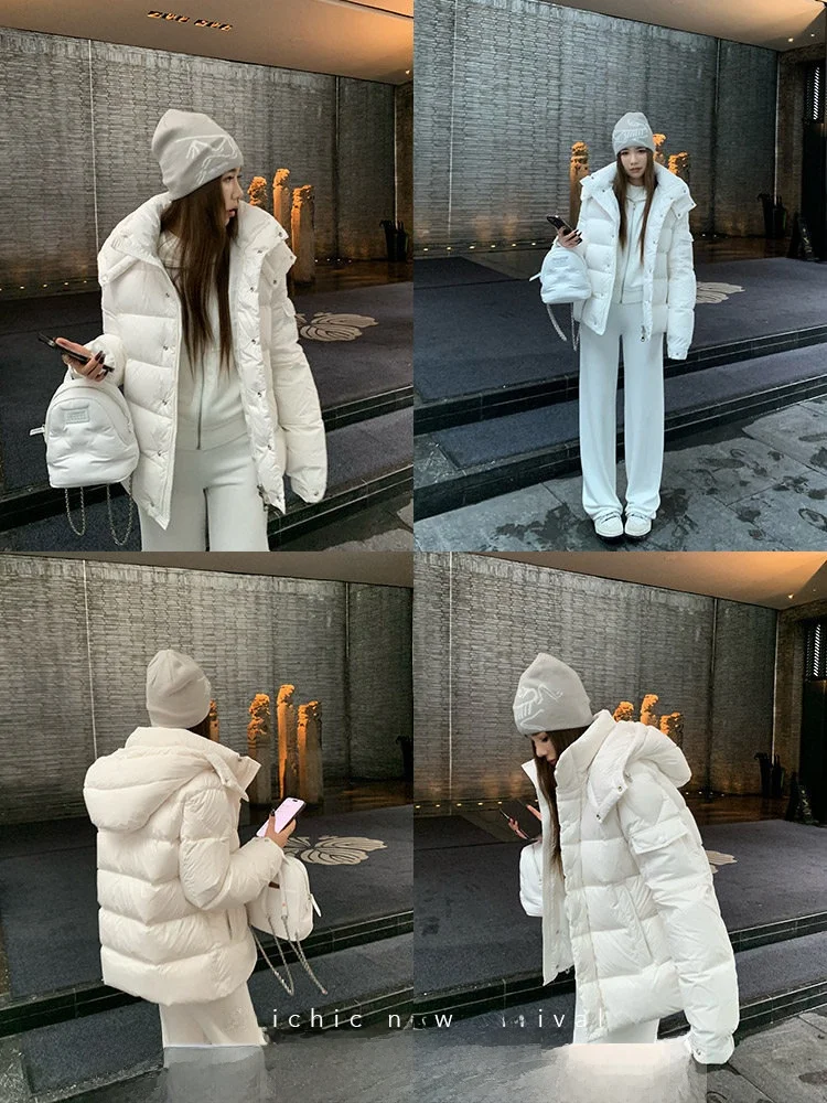 

Xzichic Women's Thiened down Jaet 90% White Du down Tee-Proof Outdoor Coat Warm Casual Loose Fit Long Sve Zipper