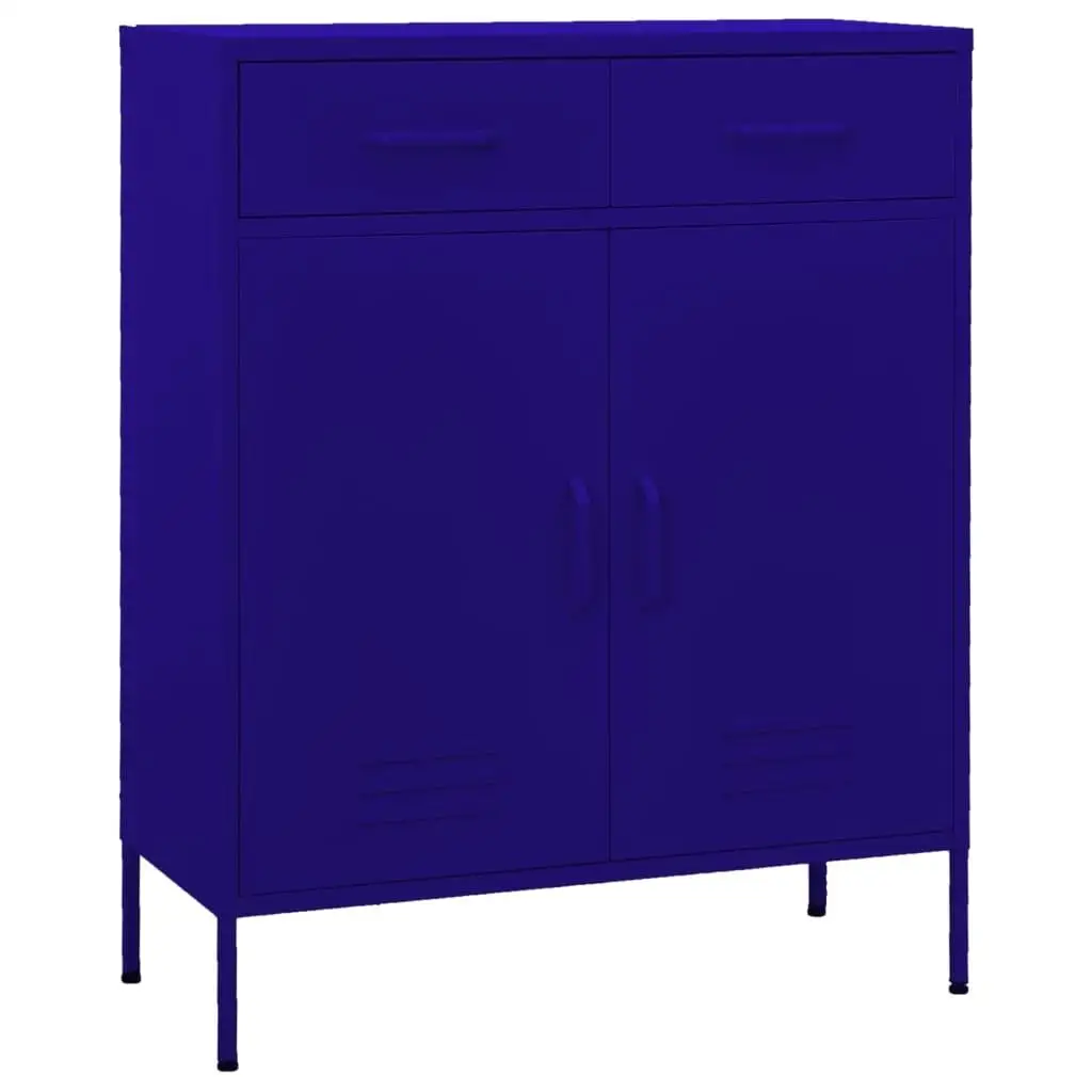 Navy Blue Steel Storage Cabinet 31.5x13.8x40 - Durable Organizer for Home & Office