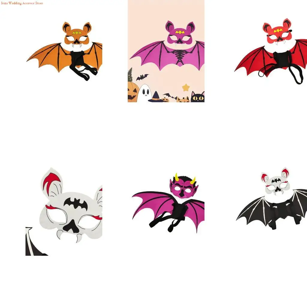

G92D 2PCS Kids Halloween Bat Costume Set Mask Wing for Role Play Party Pretend Fun