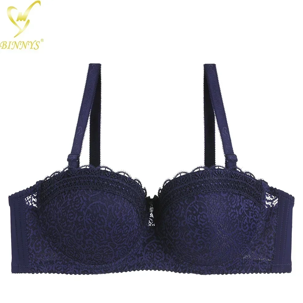 

Women's Bra Half Cup C Cup Convertible Straps Thin Female Lingerie Lace Strap Back Seal Three Hook Underwire Ladies Bra Binnys