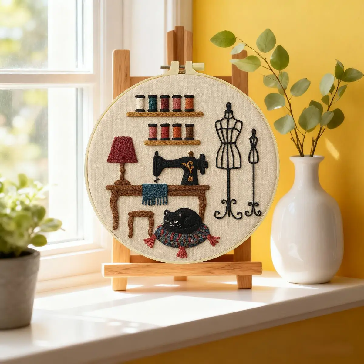1 Stück 20X20CM/15X15CM 7,87/6,3 Zoll Stickerei-Starter-Kit für Schneidereien DIY-Kit DIY-Stickerei-Set Handarbeiten Nadelkunst – Detail 1