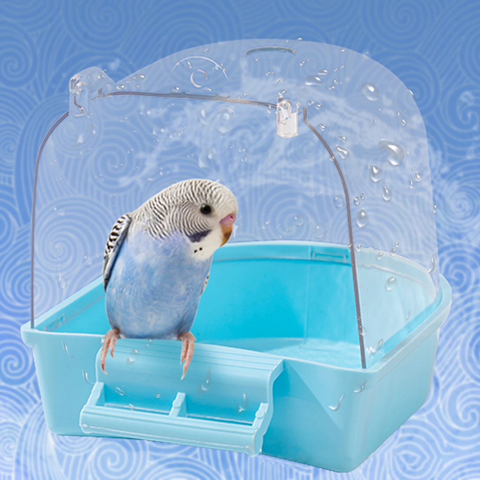 Pet Bird Bath Box Shower Easy to Install Water Bowl Caged Parrot Bathing Tub for Small Birds Budgerigar Lovebirds Canary