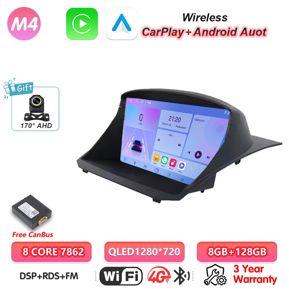 Android 16 Carplay Car Radio For Ford Fiesta MK7 2009 2010 2011 2012 2013 -2017 Multimedia Player Navigation Screen Wifi Stereo image 3
