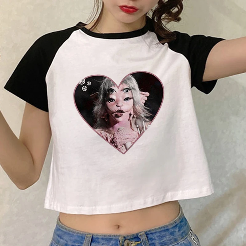 I Love Melanie Martinez K-12 Cartoon Aesthetics Tee Woman's Crop T-Shirt Girls Fashion O-Neck Short Sleeves Y2K Top Shirts