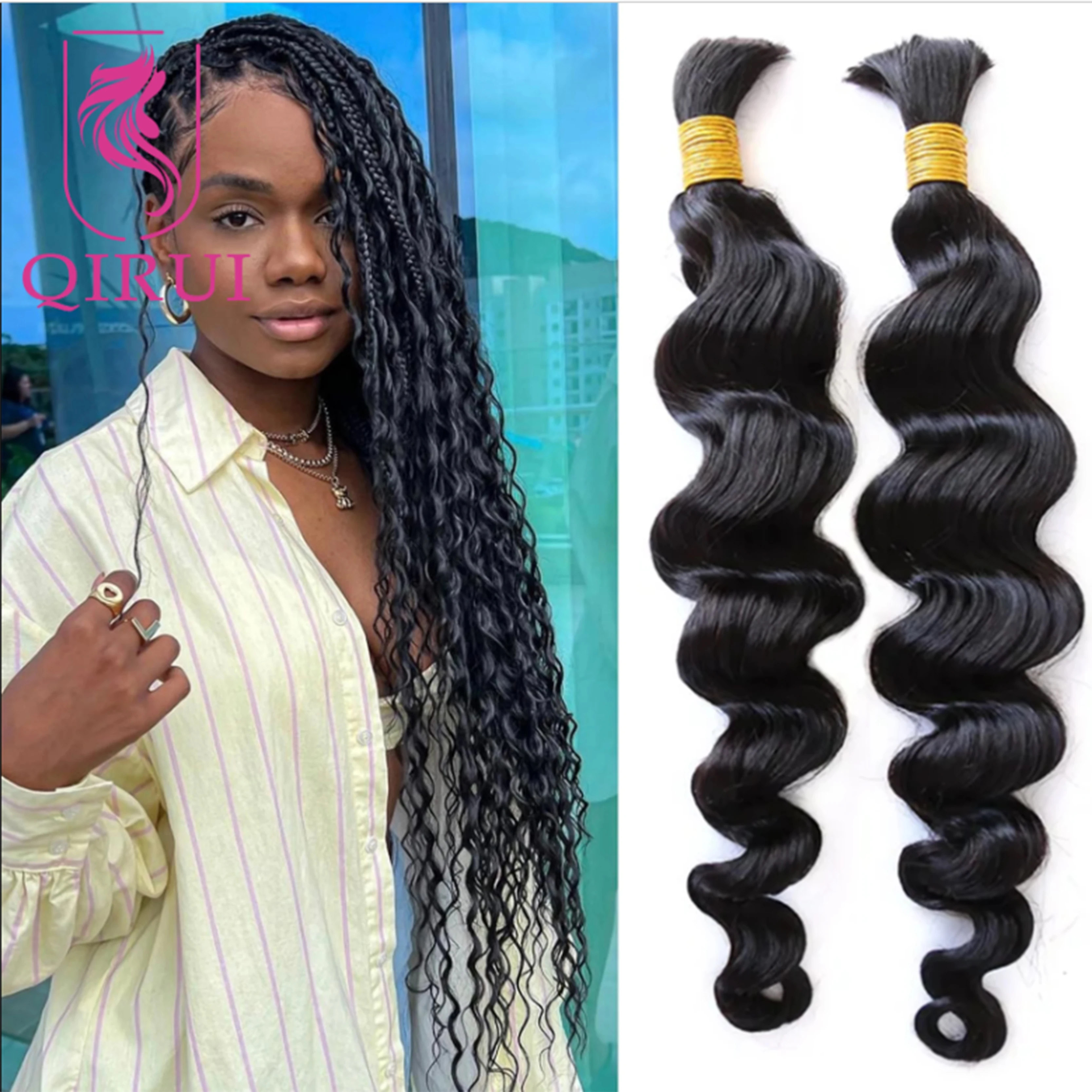 

Double Drawn Body Wave Bulk Hair Extensions for Braids Full Ends Unprcessed Human Hair for Braiding no Weft Bulk Hair For Women