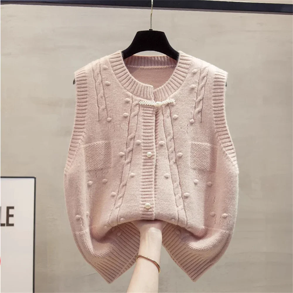 

Модный весенне-осенний кардиган с круглым вырезом, свитер, жилет, женский трикотаж, женский повседневный свободный свитер без рукавов, женские топы