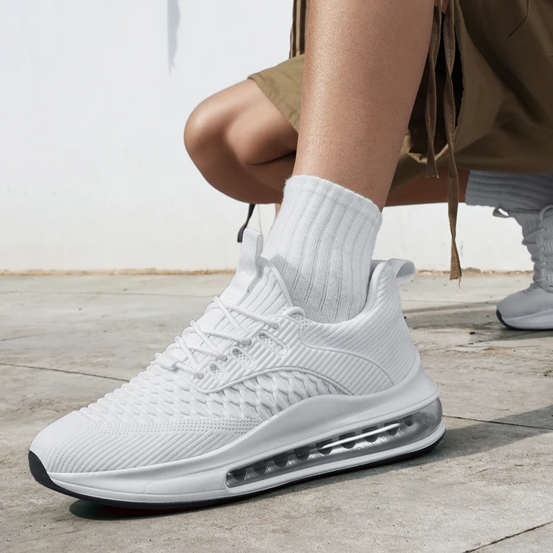 Zapatillas de deporte con amortiguación de aire con zoom de mano completa para hombres 48 zapatos para correr de tejido volador transpirables para estudiantes y adolescentes Extra grandes