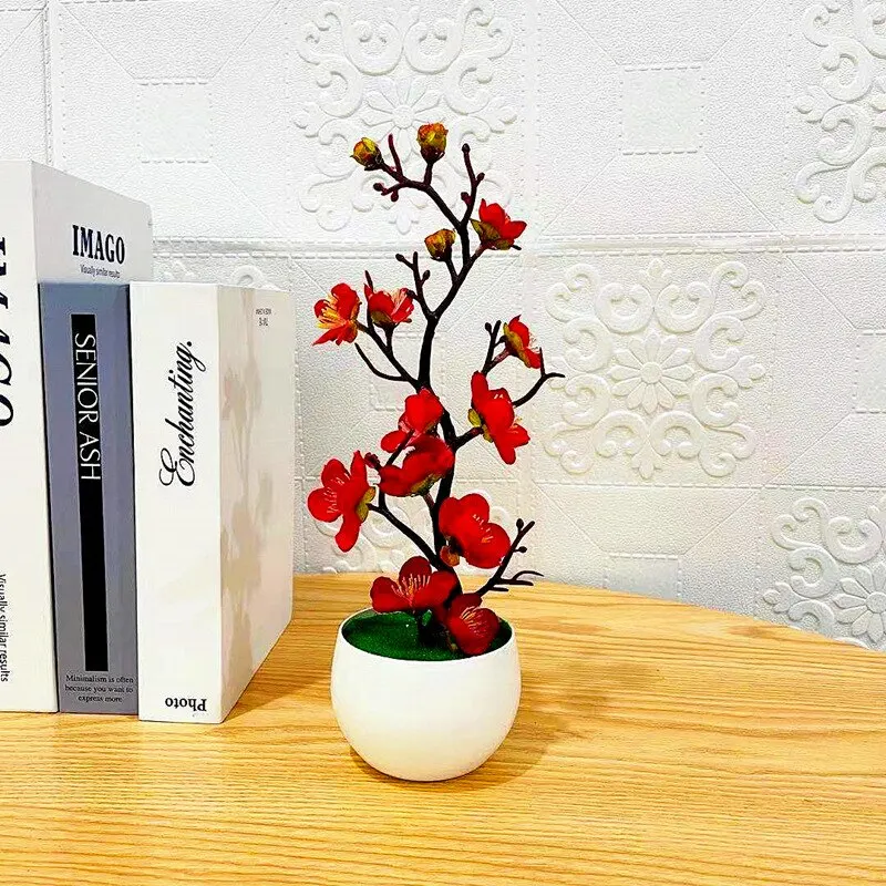 Artificial Plants Bonsai Small Tree Simulation Pot Plants Fake Flowers Table Potted Ornaments Home Decoration Hotel Garden Decor