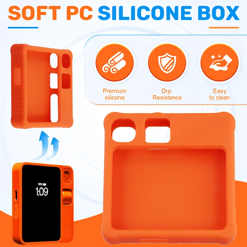 حافظة واقية من السيليكون لجهاز R1 AI غطاء حماية من السيليكون مضاد للانزلاق مناسب تمامًا لـ R1 AI