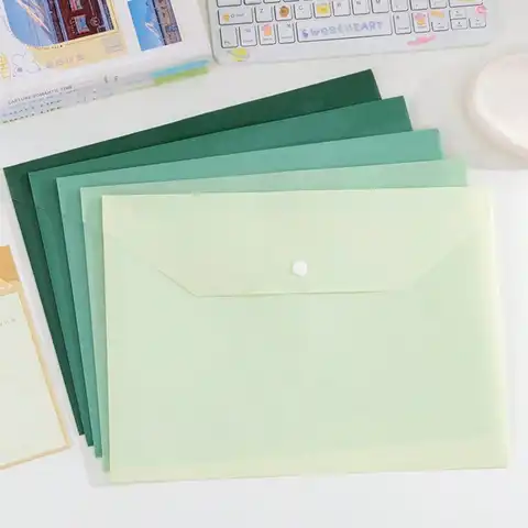 10pcs/5pcs pack A4 clear polypropylene snap button file folders, durable waterproof document storage bags, multiple colors avail