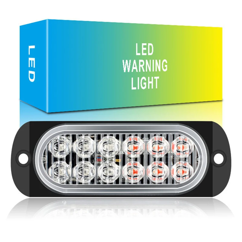 

12 LED Flashing lights, Side Warning Lights, Car Truck Grille Flashing Lights, Traffic Lights 12V-24V Easy Installation