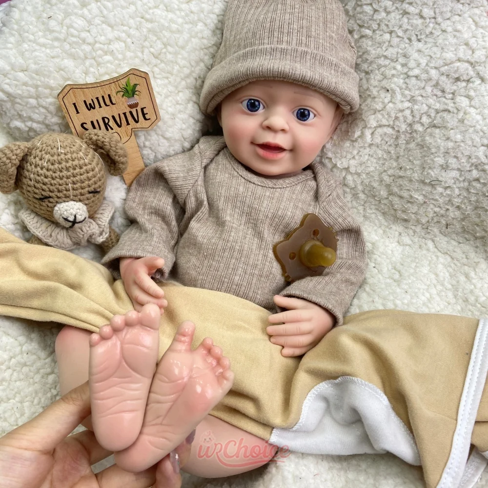 Platinum Silicone Reborn Doll Full Body Solid 18Inch Realistic Newborn Features Handmade Art Doll for Serious Collectors