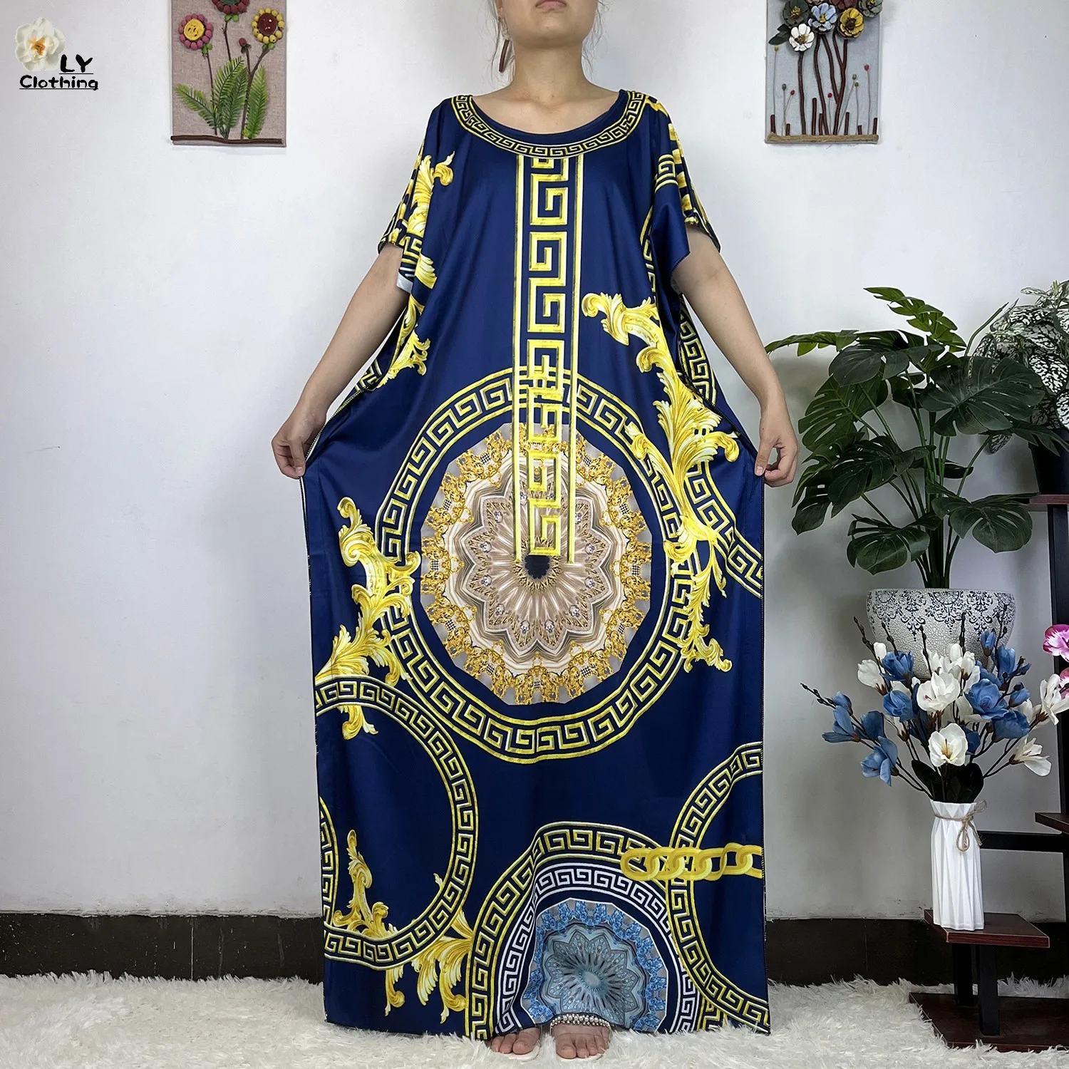 Muslim clothing Casual Dresses 2023 New African Dashiki Floral Printing Cotton Lady Summer Maxi Casual Dresses