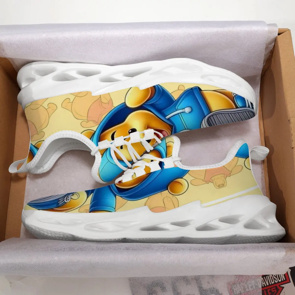 حذاء مسطح كاجوال ميكي ماوس هالو كيتي ويني ذا بوه تصميم الوالدين والطفل نمط كبير الحجم برباط علوي حذاء رياضي طائر
