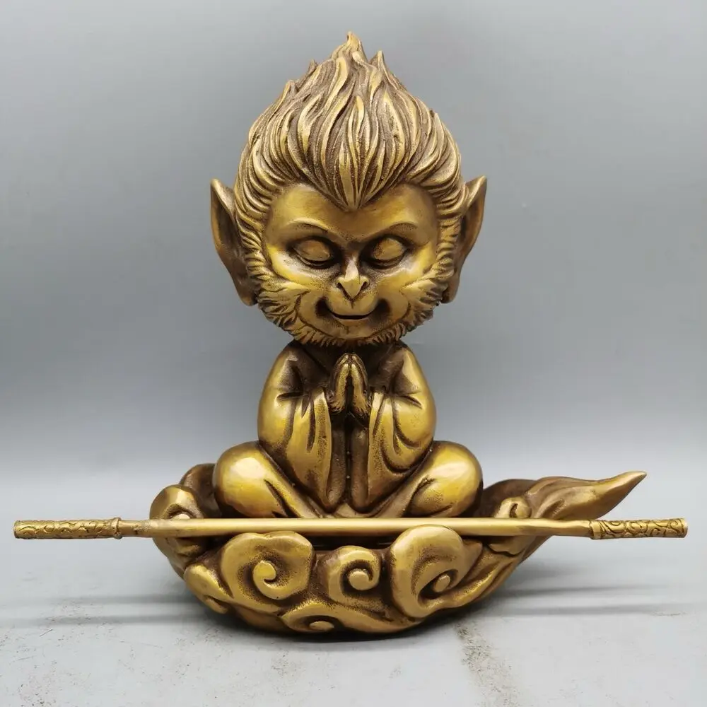 bronze sculpture home fengshui decor zen Monkey King Sun Wukong statue 20cm