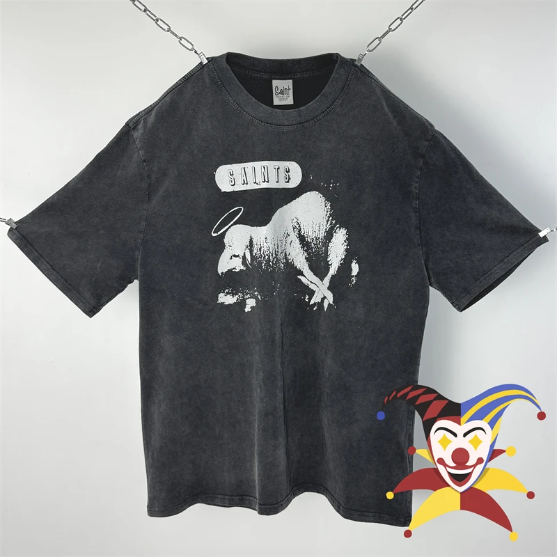 Vintage SAINT T-shirt Men Women High Quality Summer Style Top Tees