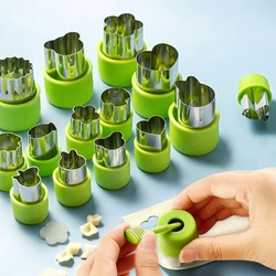 6/8/10Pcs Set Stainless Steel Fruit Cutting Embossing Mold Small Wonton Biscuit Mold Heart/Flower Shape Vegetables Cutter