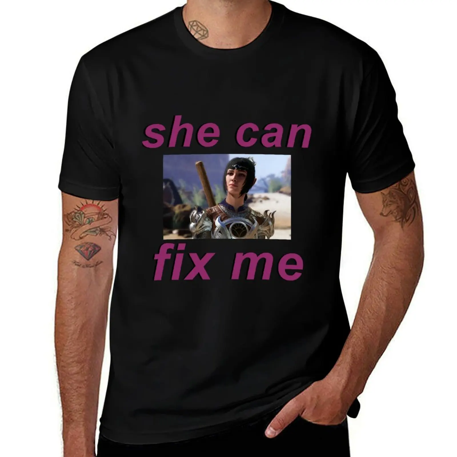 

Shadowheart She can fix me T-Shirt Big and Tall Loose Fit T-Shirt