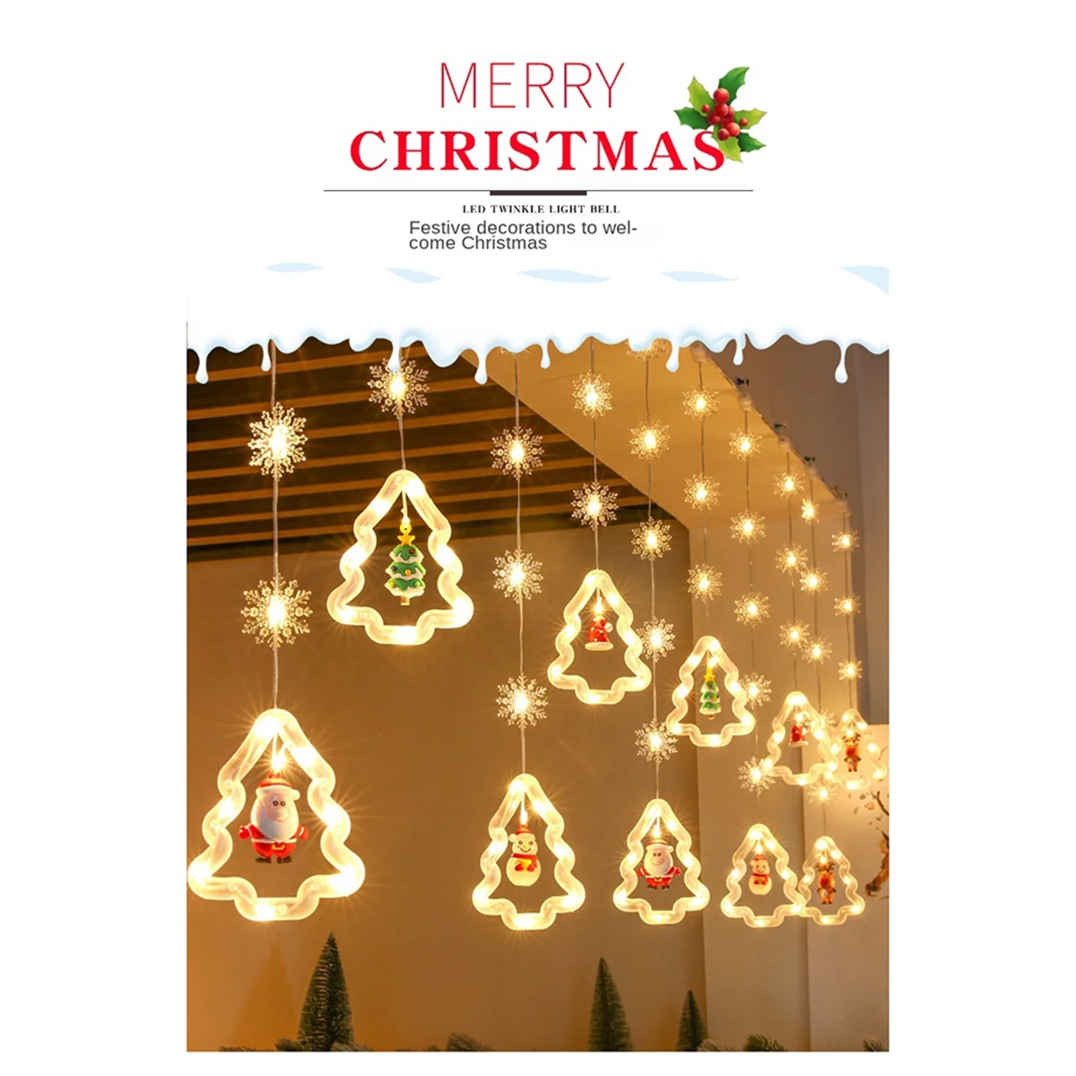 

TYMQ Christmas Decoration Led Light String Christmas Tree Shape Lights Indoor Atmosphere Lights