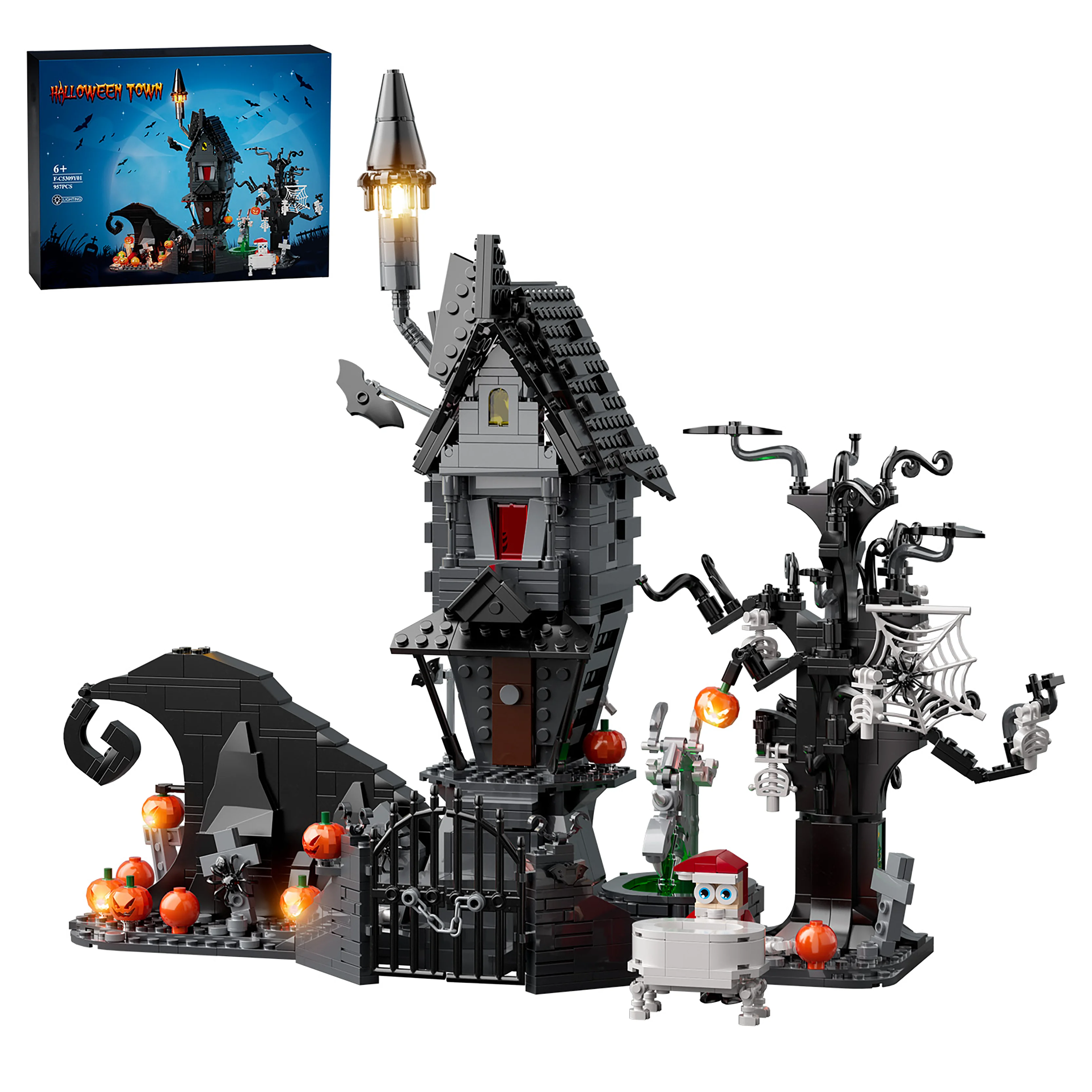 Nightmare Before Christmas Building Set Haunted House,Jack's and Sally Block Set, Creative Christmas Birthday Toy(957pcs)