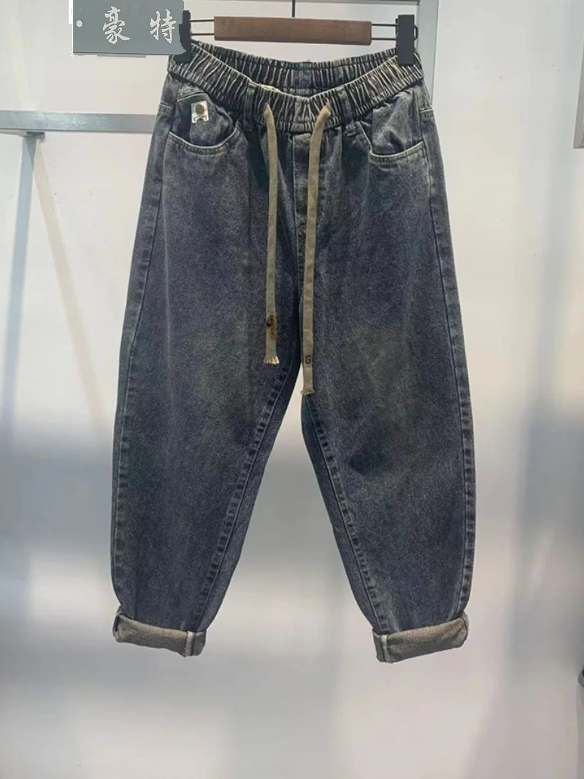 

Джинсы Dad Jeans большого размера, свободного кроя, с высокой талией, на молнии, прямые, длинные, повседневные, из денима, с эффектом потертости