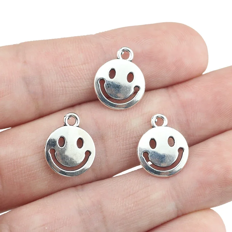 20 Pieces 12*15mm Newest Style Alloy Antique Silver Color Smile to Life Charms Pendant Accessory For DIY Jewelry Making