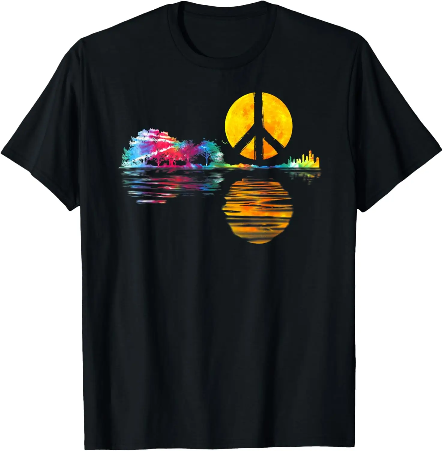 ヒッピーピースサインTシャツ,ギター,ムーンi,ギタリスト,ミュージシャン
