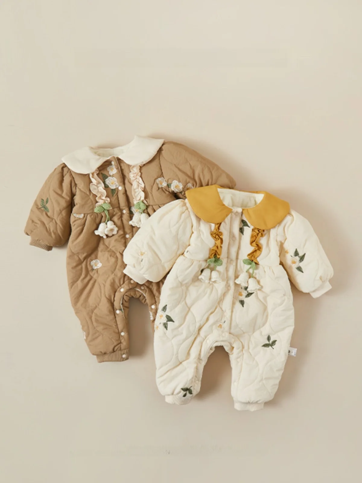 

Princ Sle Baby Girl Winter Thiened Cotton Rer Warm Bunting Suit Long Sve Polyester Fiber Baby Clothes