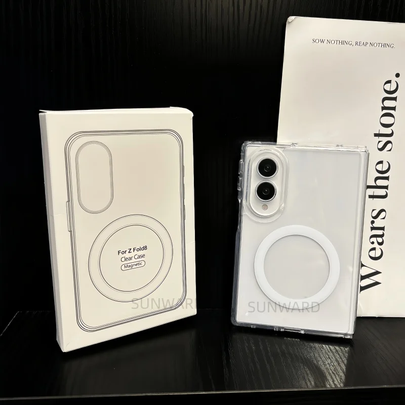Transparent Magnetic Acrylic Phone Case For Samsung Galaxy Z Fold 8 Ultra Z Fold 7 5 6 4 3 Z Fold8 For Magsafe Shockproof Cover