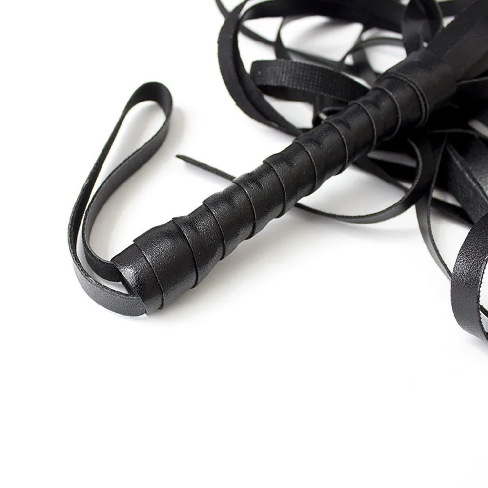 High Quality Pu Leather Pimp Whip Racing Riding Crop Party Flogger Hand Cuffs Queen Black Horse Riding Whip