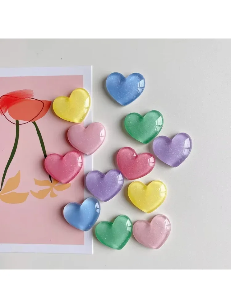 6pcs Glitter colored loving heart Fridge Magnet Photo Wall message board Magnetic Bulletin board decoration stickers Home Decor