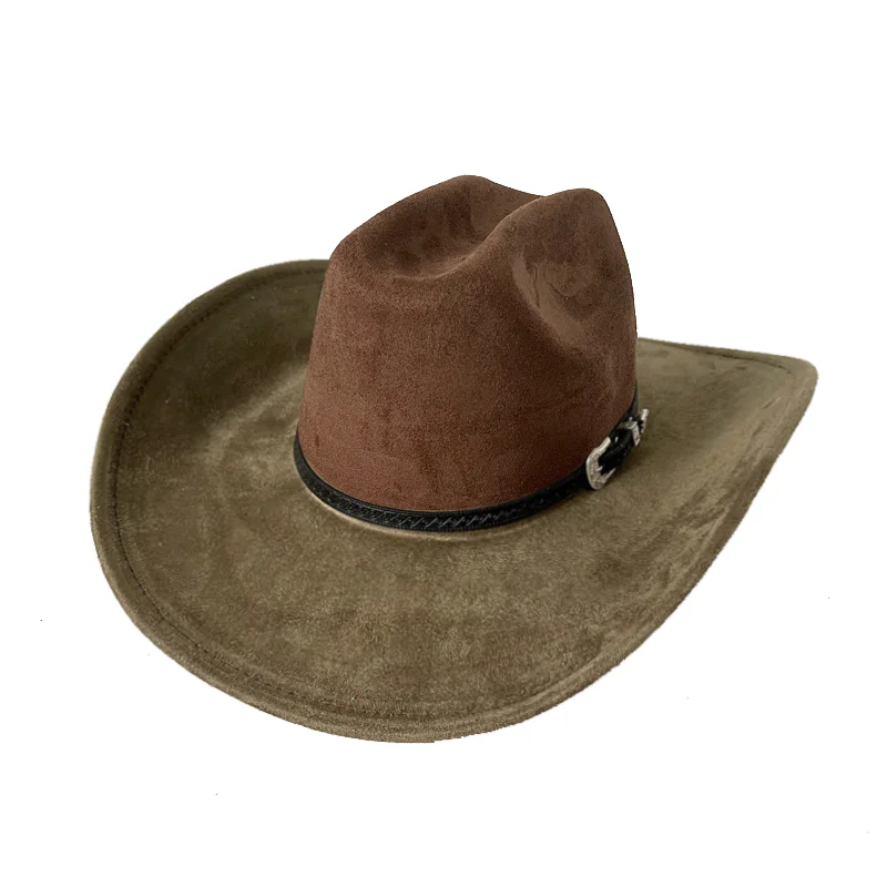 Coffee and Army Green suede cowboy hat jazz panama hat unisex women's hat wide brim cowboy hat women's hat cowboy hat CAP