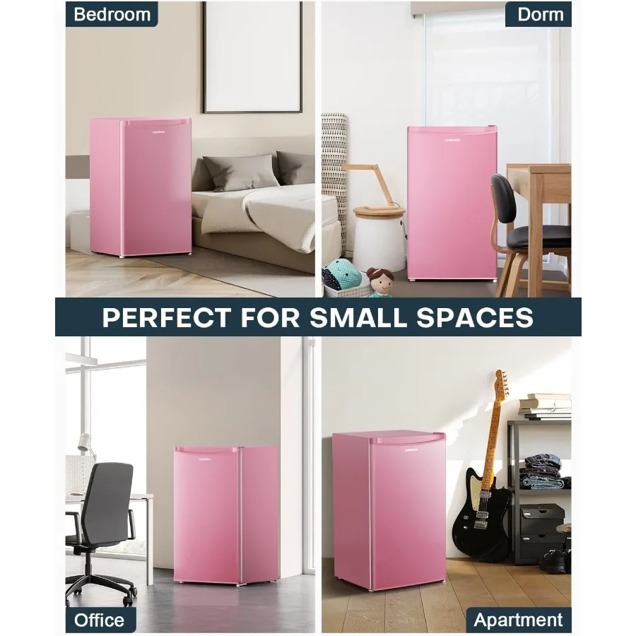 Kulkas Mini 3.2 Cu.Ft dengan Freezer, Kulkas Mini Satu Pintu untuk Asrama, Kamar Tidur, Kantor, Solusi Pendinginan Ringkas dengan Pengaturan yang Dapat Disesuaikan