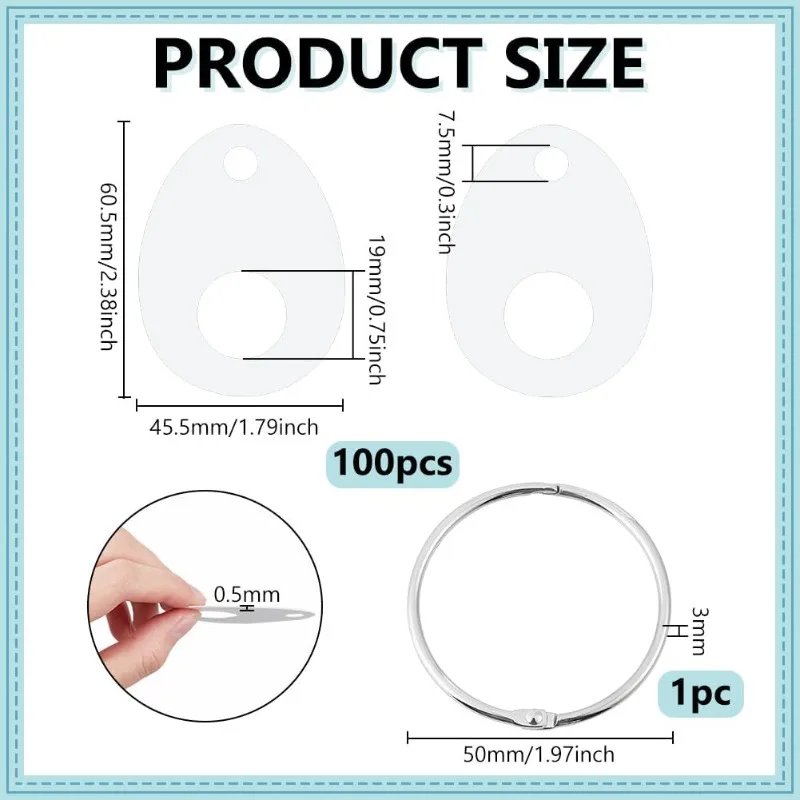 100PCS Needlework Thread Organiser Teardrop Shape Paper Winding Thread Board Card Embroidery Thread Organiser with 1 Iron