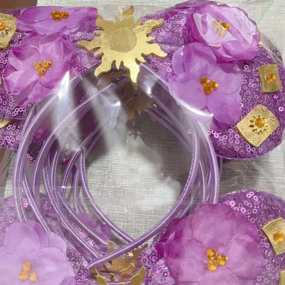 Miniso السحرية السحرية موضوع عقال رابونزيل ميكي الأذن عقال الترتر القوس عقال ميكي إكسسوارات الشعر