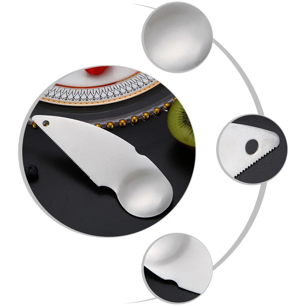 

3Pcs Kiwi Spoon Peelers Stainless Steel Portable 2-in-1 Fruit Cutters Kitchen Tool Scoop Peel Kiwi Avocado Kitchen Avocado Tools