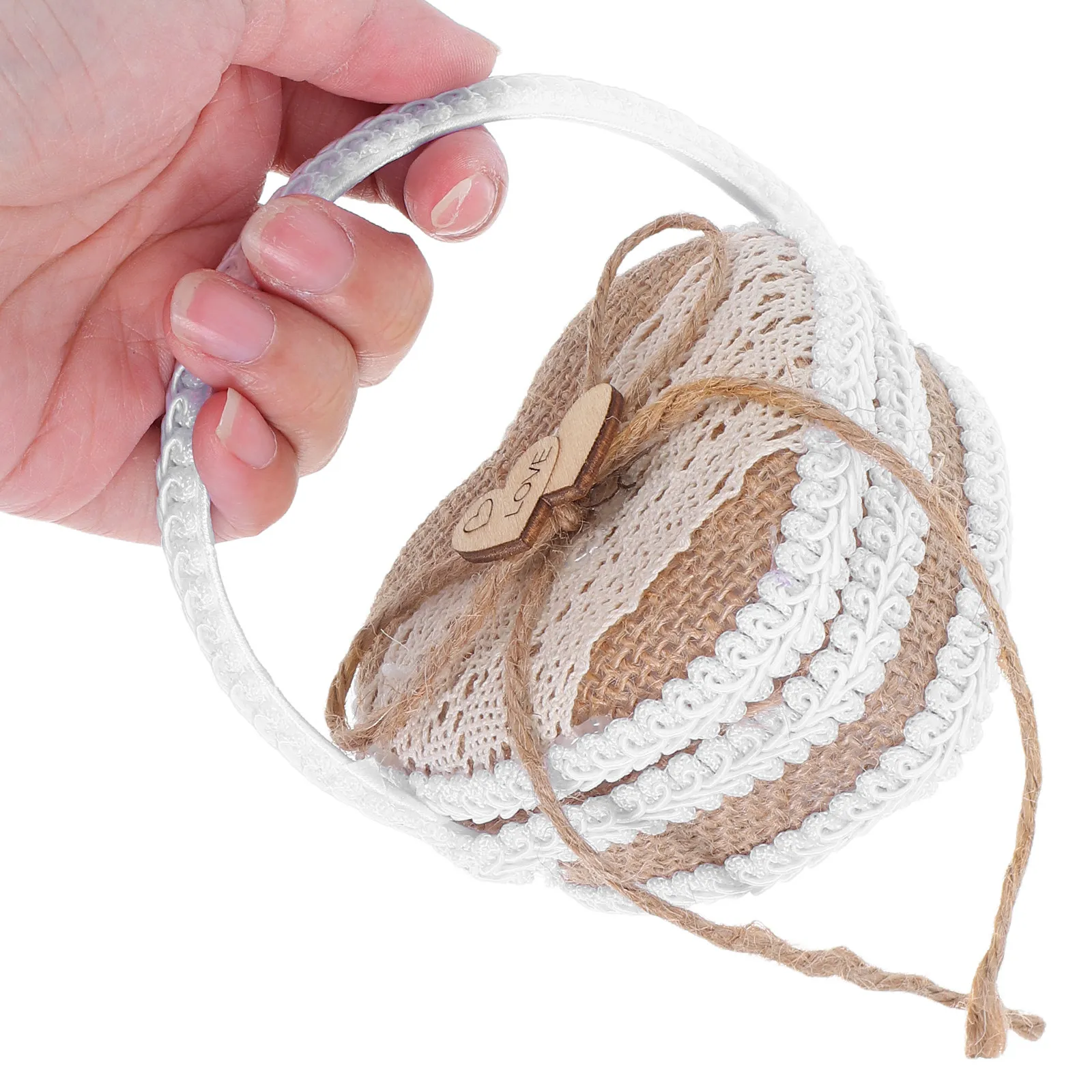 

Коробочка для обручальных колец ручной работы из джута, деревенский стиль, для церемонии, элегантная мини-подушечка, незаменимая вещь для свадебного дня