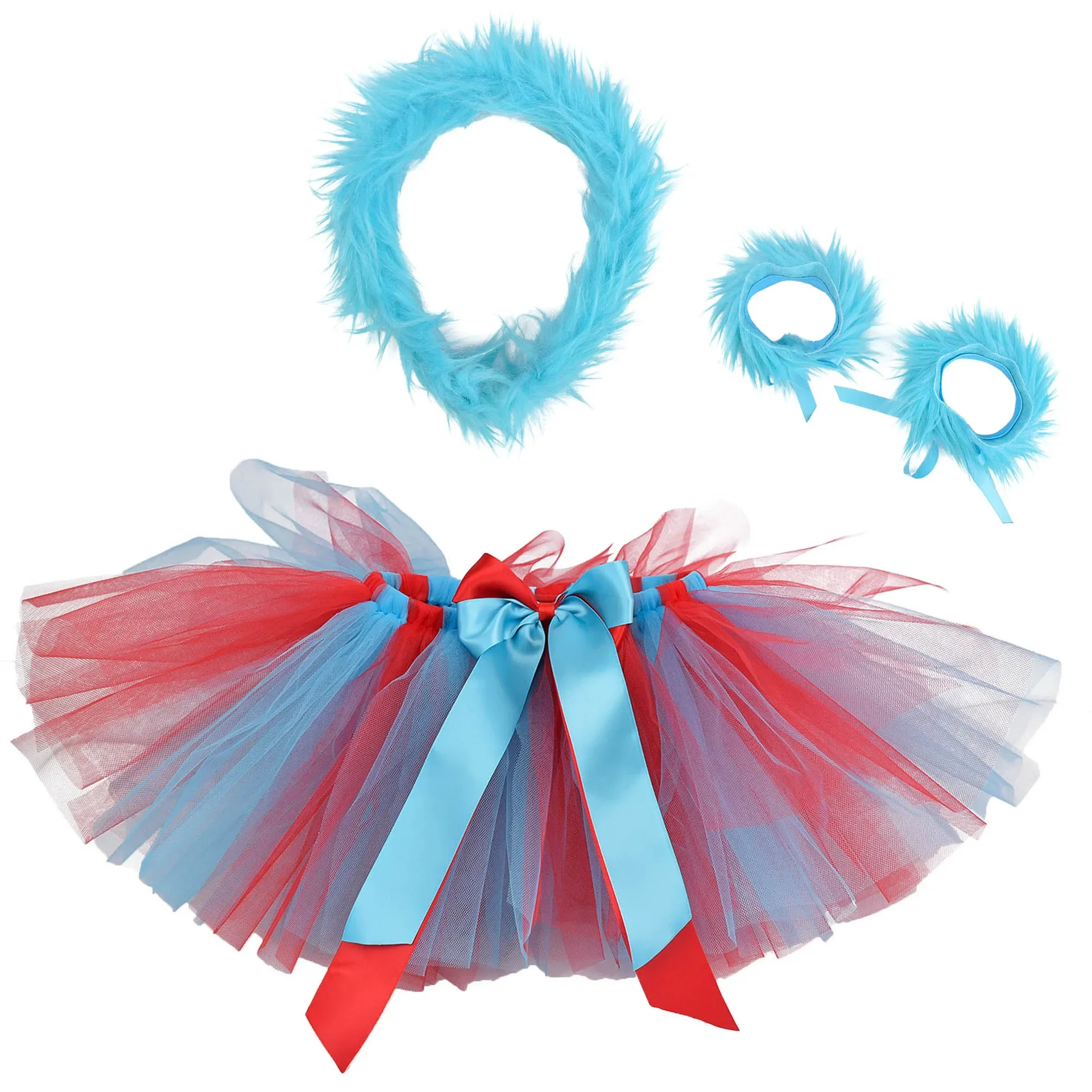 Red Turquoise Thing 1 Thing 2 Tutu Skirt for Girls Dr Seuss Costumes Party Outfit for  Toddler Photo Shoot Fluffy Skirts Set