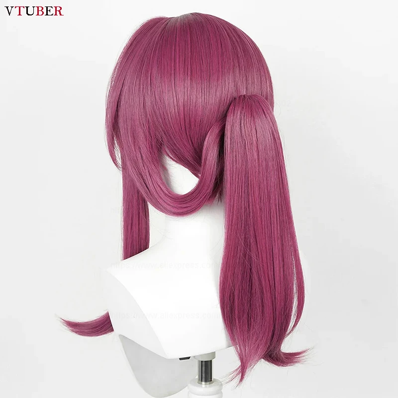 Kafka Wig Cosplay Honkai, Wig Anime rel Bintang Cosplay Kafka Honkai 43cm mawar ungu, rambut sintetis tahan panas + topi Wig