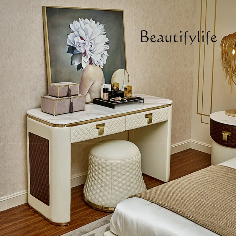 

Postmodern light luxury marble dresser girl bedroom Hong Kong-style makeup table designer furniture