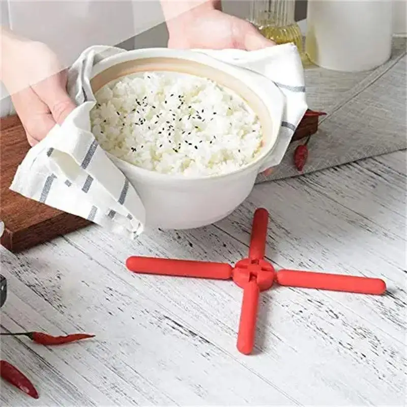 Foldable Non-Slip Pot Pan Mat Table Silicone Heat Resistant Pad Cross Holder Coaster Placemat Dish Plate Kitchen Accessories