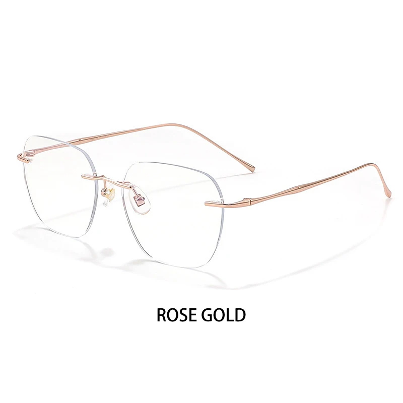 VICKY Ultraleichte randlose Myopie-Rahmen aus Titan, Unisex, einfache quadratische Leserahmen, individuelle Brillen, F0623 5