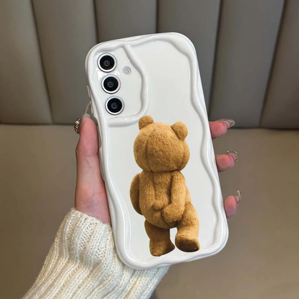 Fun Teddy Bear Phone Case For Samsung Galaxy A71 A57 A56 A55 A54 A53 A51 A17 A16 A06 A05 Shockproof Soft Cover