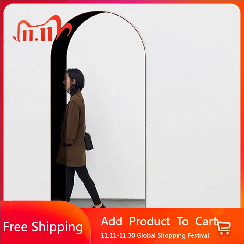 

Art Aesthetic Mirror Wall Bedroom Nordic Bathroom Mirror Funky Oval Garden Girls Standing Full Body Espelhos Home Decorations