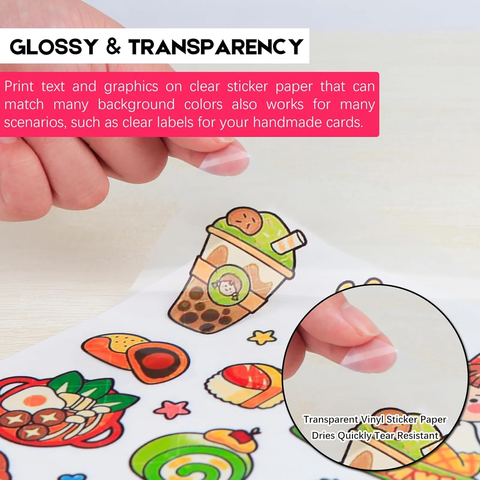 10/20 Sheets A4 Clear Vinyl Sticker Paper Non Waterproof Compatible Inkjet Printing for DIY Personalized Stickers
