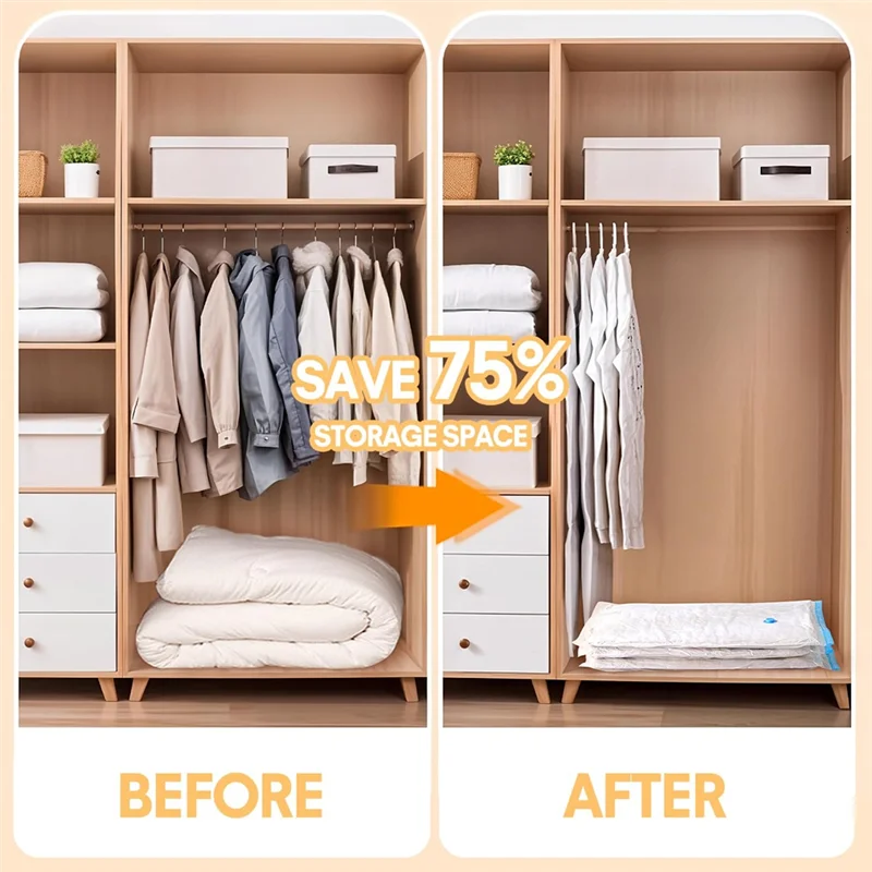Luckshopping Vacuum Bags For Clothes Vacuum Bags For Clothes Vacuum Cleaner For Duvets, Jackets And Space-Saving Storage